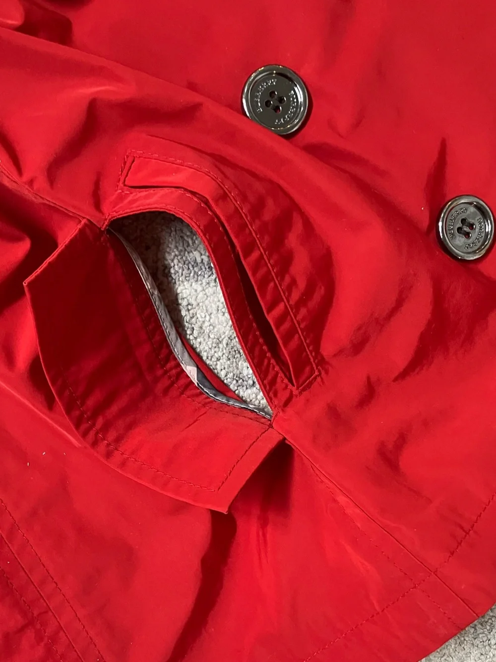 Burberry Red Double-Breasted Kids' Hooded Rain Cape / Poncho